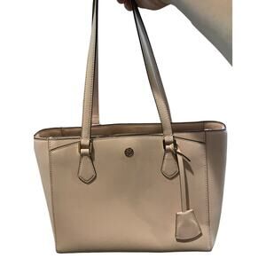Tory Burch Tote Bag Shoulder Bag Robinson Medium Leather Pink Gold Color Logo